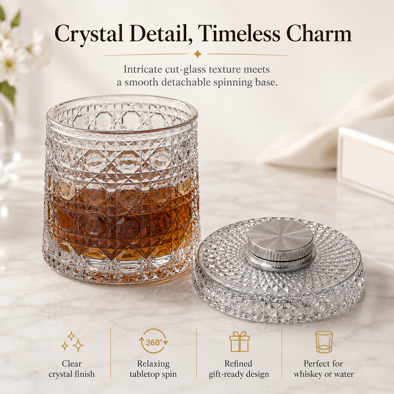 🥃Luxury 360° Rotating Crystal Glass🥂So relaxed at this moment! Luxury glass