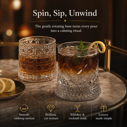 🥃Luxury 360° Rotating Crystal Glass🥂So relaxed at this moment! Luxury glass