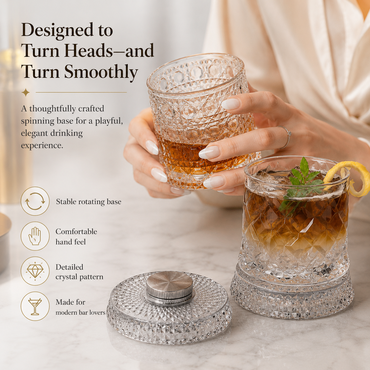 🥃Luxury 360° Rotating Crystal Glass🥂So relaxed at this moment! Luxury glass