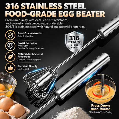 ✨🥛 Easy-Press Stainless Steel Whisk – Mix, Beat & Froth in Seconds