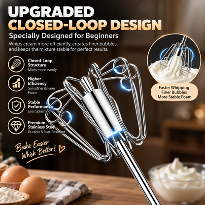 ✨🥛 Easy-Press Stainless Steel Whisk – Mix, Beat & Froth in Seconds