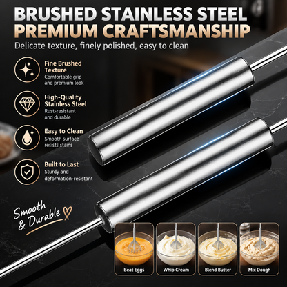✨🥛 Easy-Press Stainless Steel Whisk – Mix, Beat & Froth in Seconds