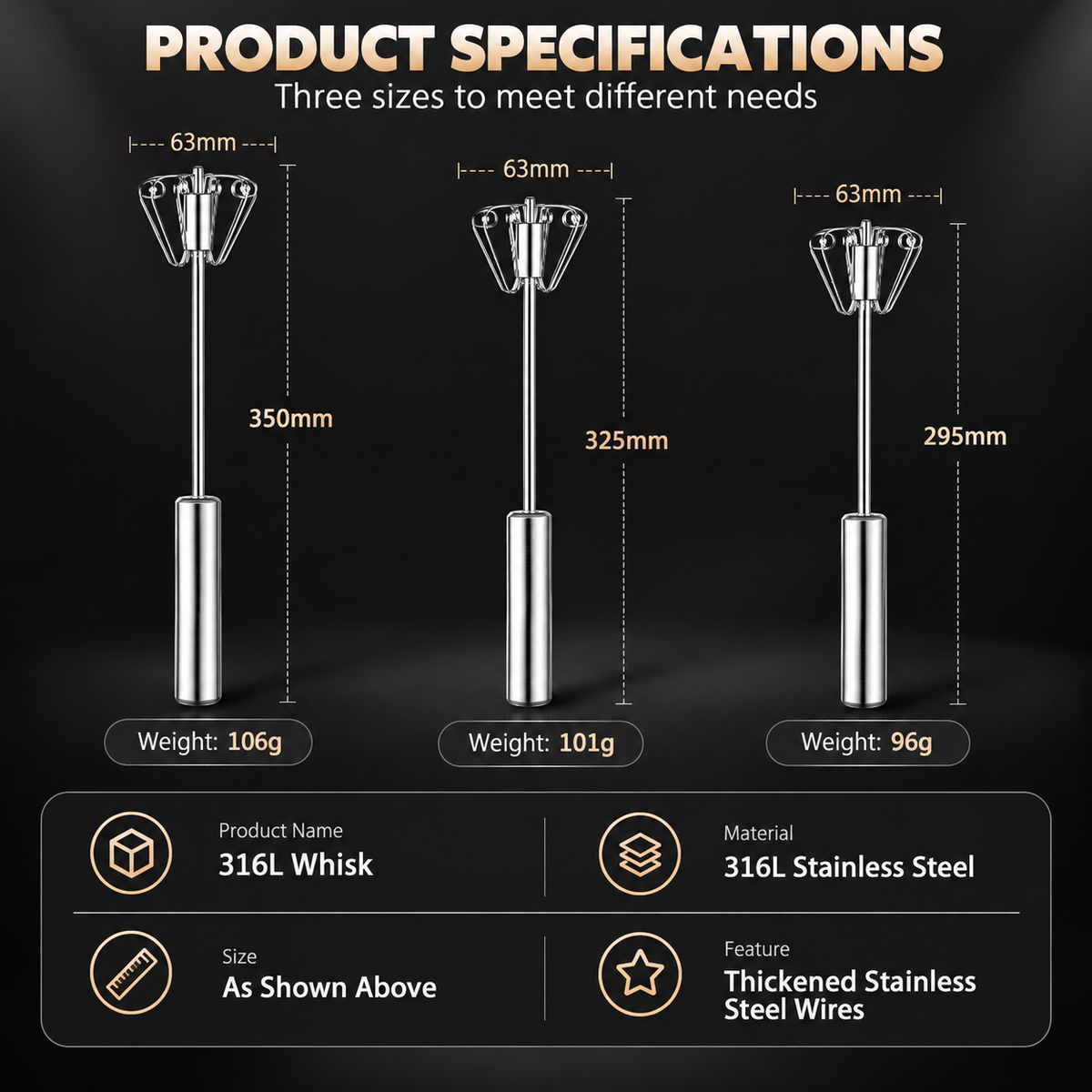 ✨🥛 Easy-Press Stainless Steel Whisk – Mix, Beat & Froth in Seconds