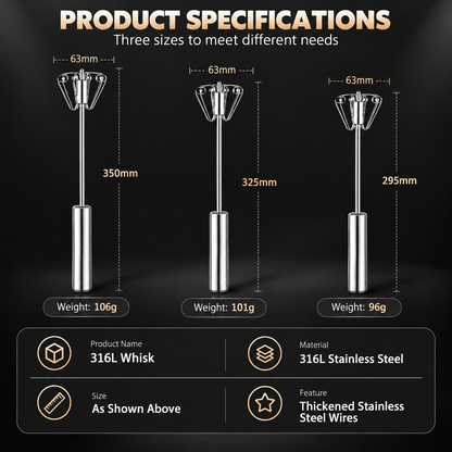 ✨🥛 Easy-Press Stainless Steel Whisk – Mix, Beat & Froth in Seconds