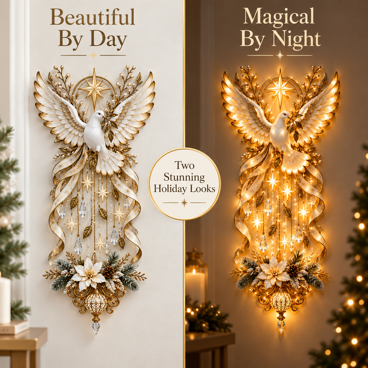 🔥Last Day 50% OFF✨ Celestial Dove Blessing Wall Light — Bring Peace, Hope & Christmas Joy Home 🕊️🎄