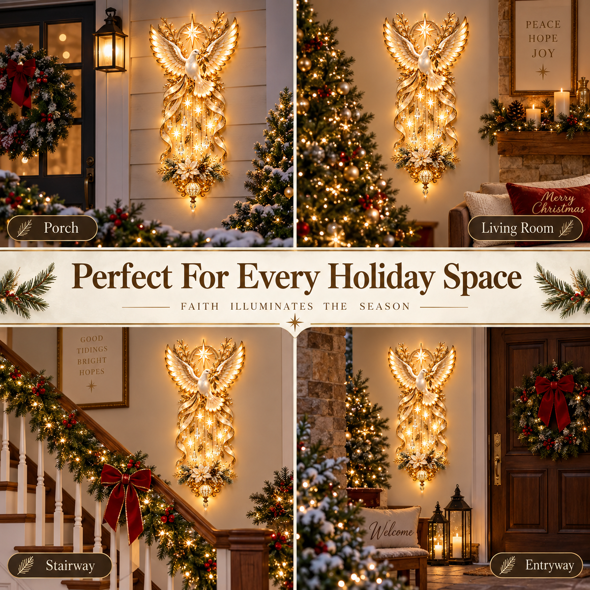 🔥Last Day 50% OFF✨ Celestial Dove Blessing Wall Light — Bring Peace, Hope & Christmas Joy Home 🕊️🎄