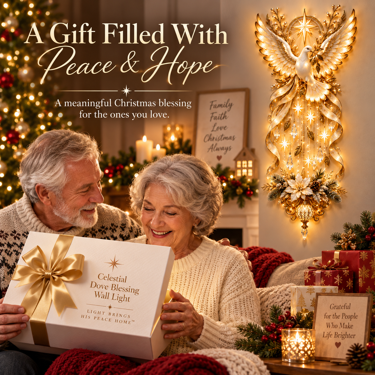 🔥Last Day 50% OFF✨ Celestial Dove Blessing Wall Light — Bring Peace, Hope & Christmas Joy Home 🕊️🎄