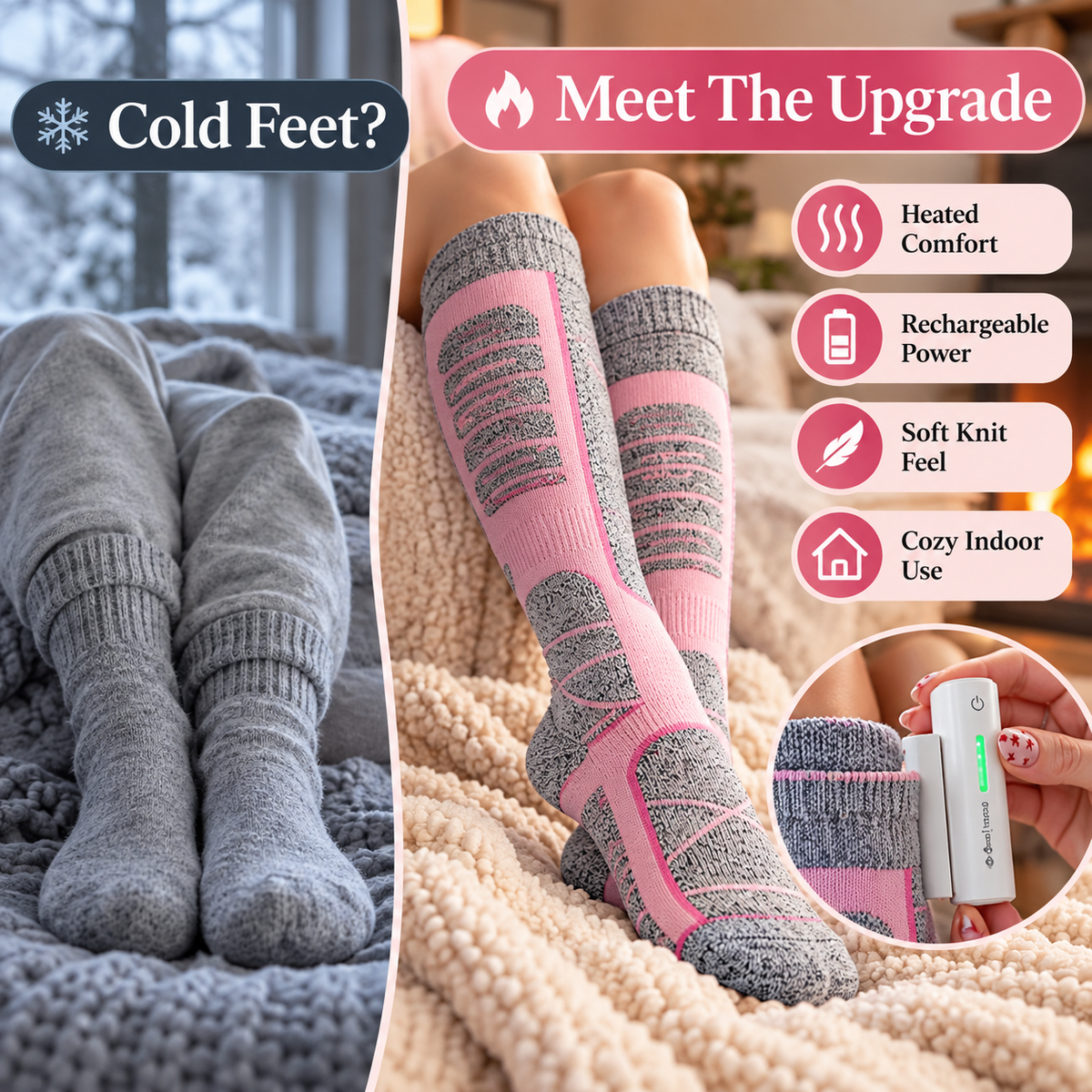 🥶 Tired of Freezing Feet in Winter? 🔥 Save 50% on Rechargeable Heated Knee-High Socks for Lasting Cozy Warmth!