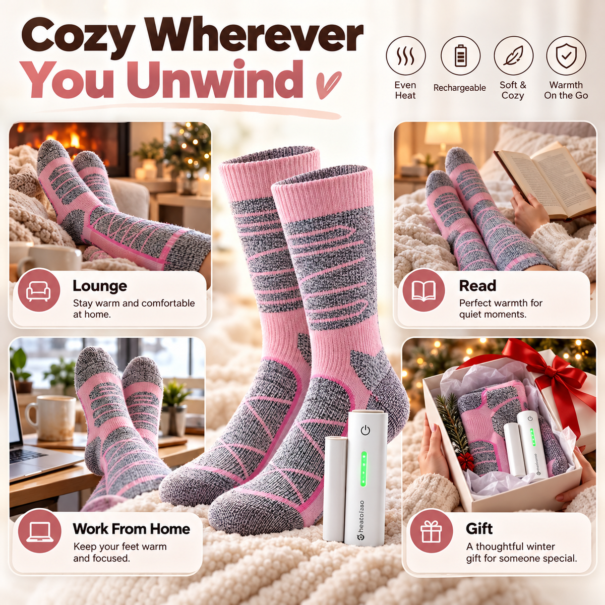 🥶 Tired of Freezing Feet in Winter? 🔥 Save 50% on Rechargeable Heated Knee-High Socks for Lasting Cozy Warmth!