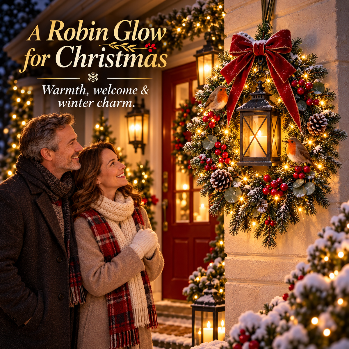 ✨Last Day 50% OFF✨🐦 A Robin Glow™ – Lighted Robin Christmas Wreath