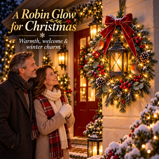 ✨Last Day 50% OFF✨🐦 A Robin Glow™ – Lighted Robin Christmas Wreath