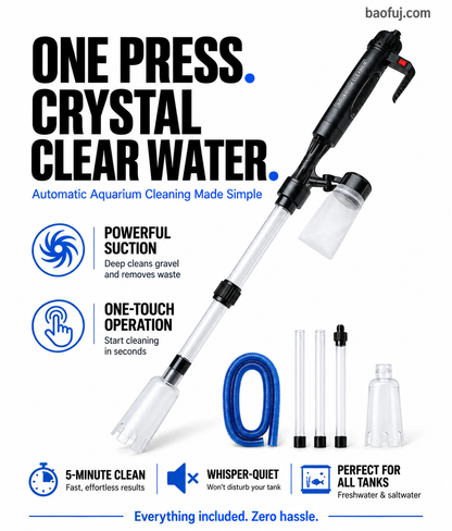🐠50% OFF NOW! Electric Aquarium Gravel Cleaner – Powerful Suction Fish Tank Vacuum Siphon, Easy Gravel Cleaning & Water Changing, Automatic Aquarium Maintenance Tool
