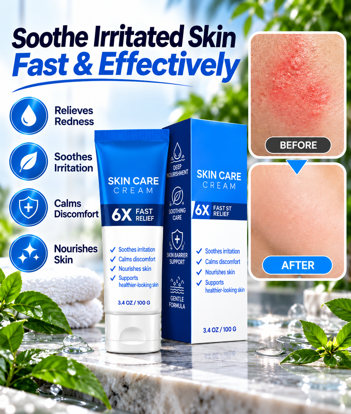 ⚡ 6X Rapid Skin Relief Cream – Soothe Itching, Redness & Irritation Fast
