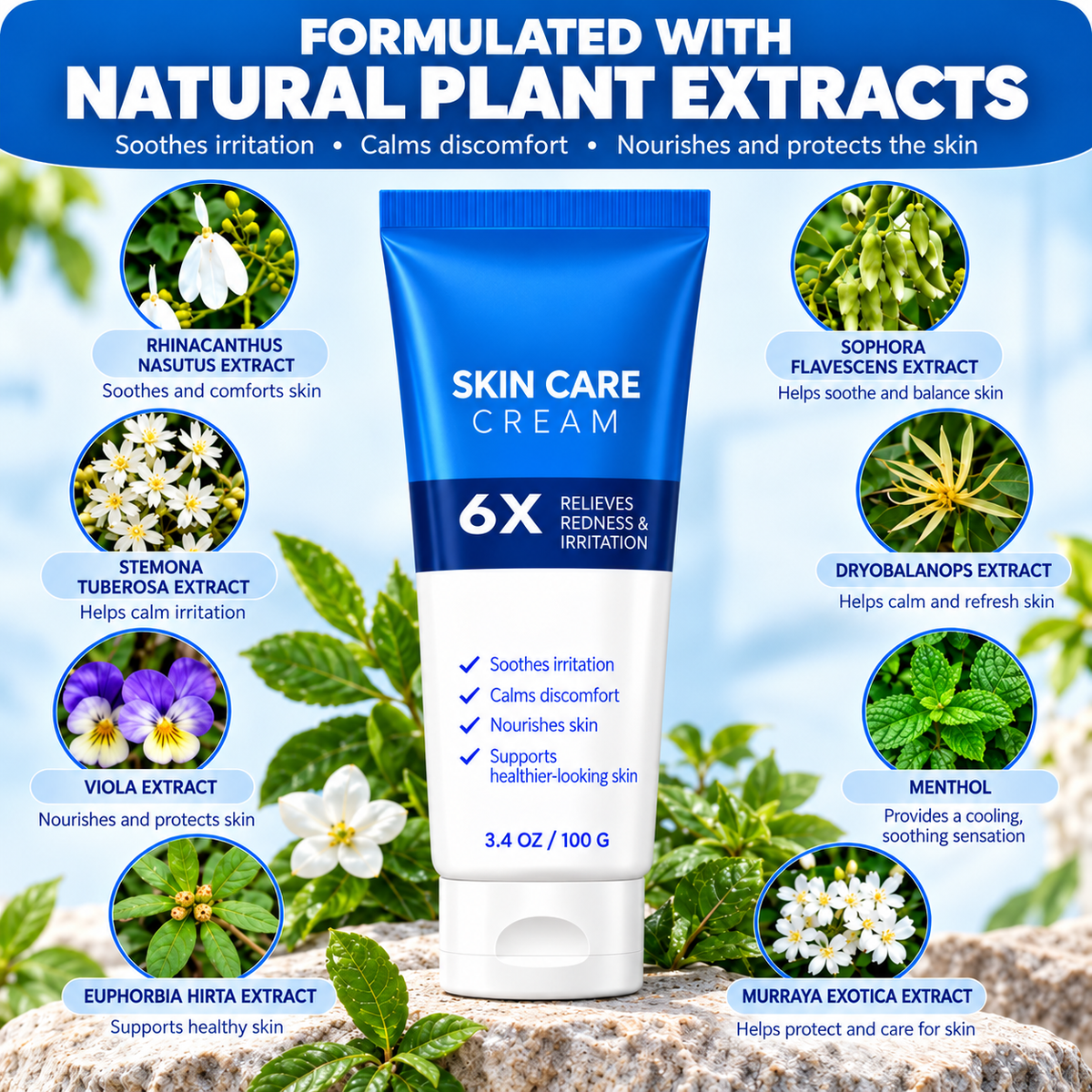 ⚡ 6X Rapid Skin Relief Cream – Soothe Itching, Redness & Irritation Fast