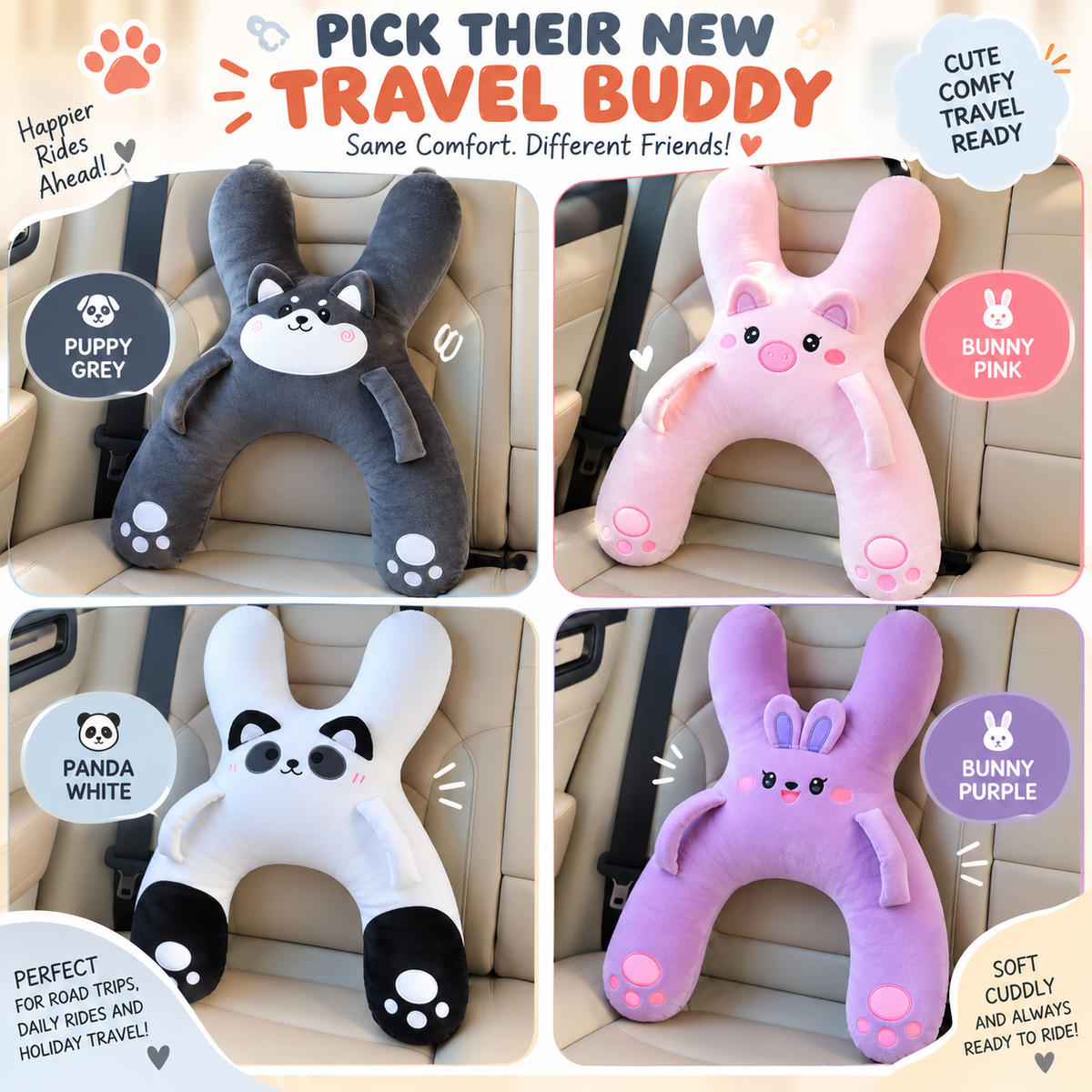 😴🚗 DOES YOUR CHILD’S HEAD KEEP DROPPING FORWARD IN THE CAR? 🧸 Give Them Full-Body Comfort & Support for COZY, UNDISTURBED ROAD-TRIP NAPS! ✨