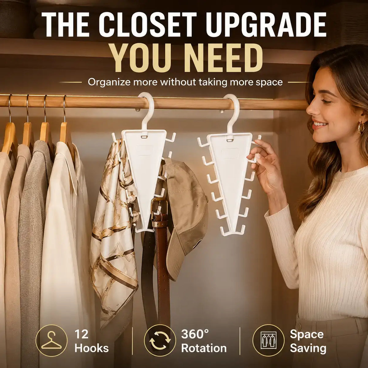 🧥🪝12-Hook Vertical Closet Organizer