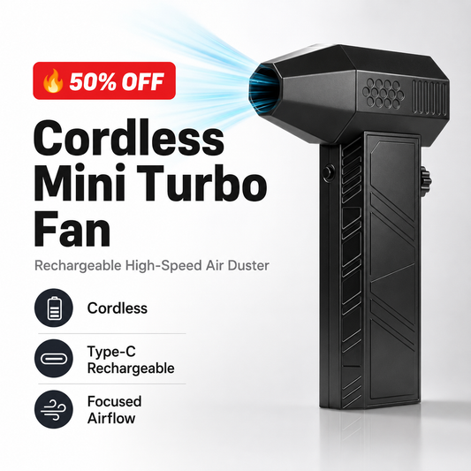 🔥 50% OFF Cordless Mini Turbo Fan 💨 Rechargeable High-Speed Air Duster