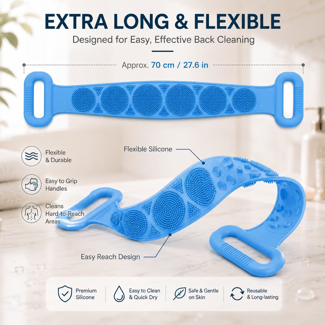 Second item for $0🚿 Double-Sided Silicone Back Scrubber – Long Exfoliating Bath Brush
