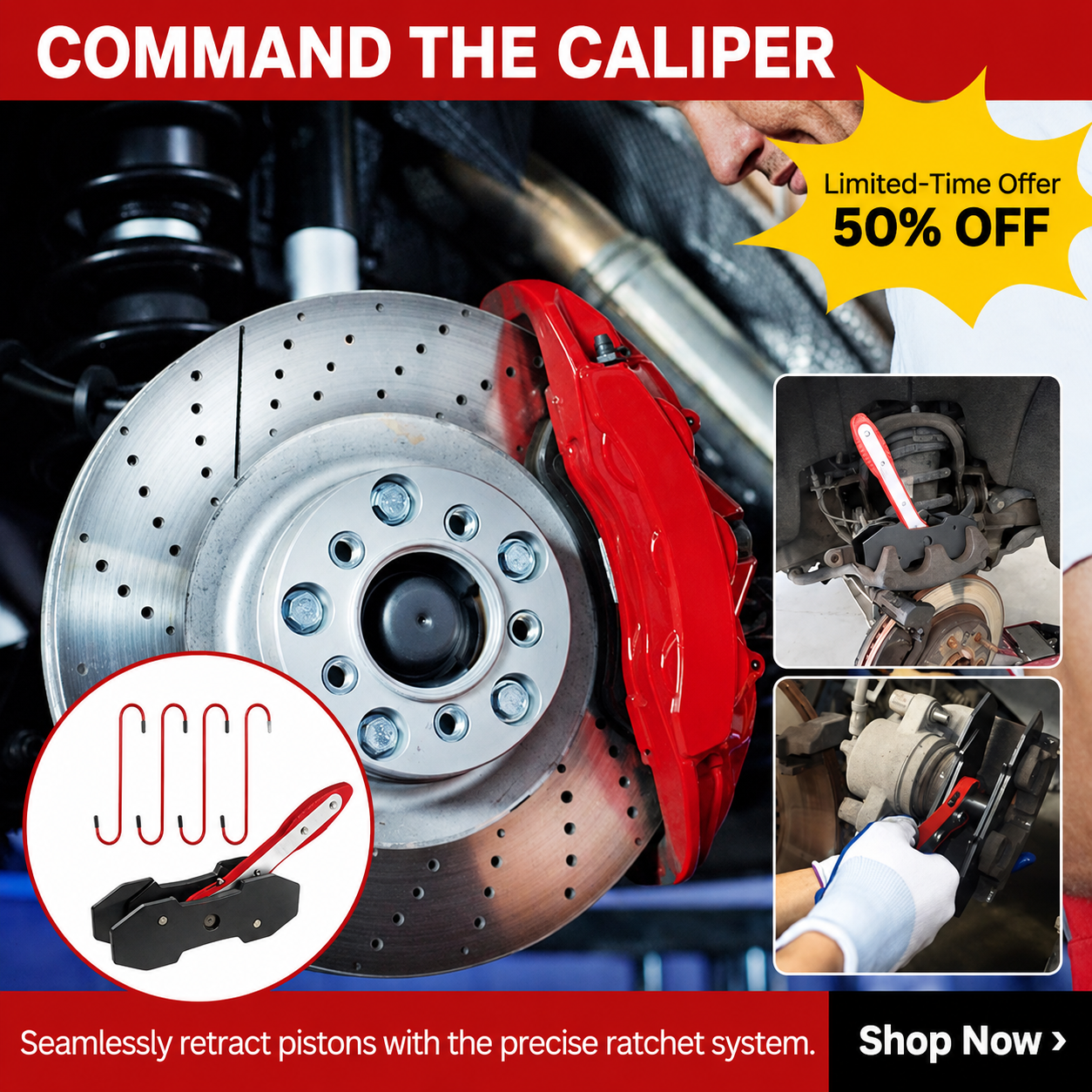 🔥Father’s Day Flash Sale – 50% OFF🔧Ratchet Brake Caliper Tool (With 4 Hook Attachments)