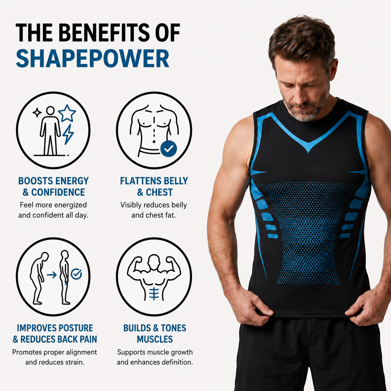 ShapePower™ Compression Shirt For Men Look Slimmer Instantly — Hide Belly Fat & Sculpt Your Body