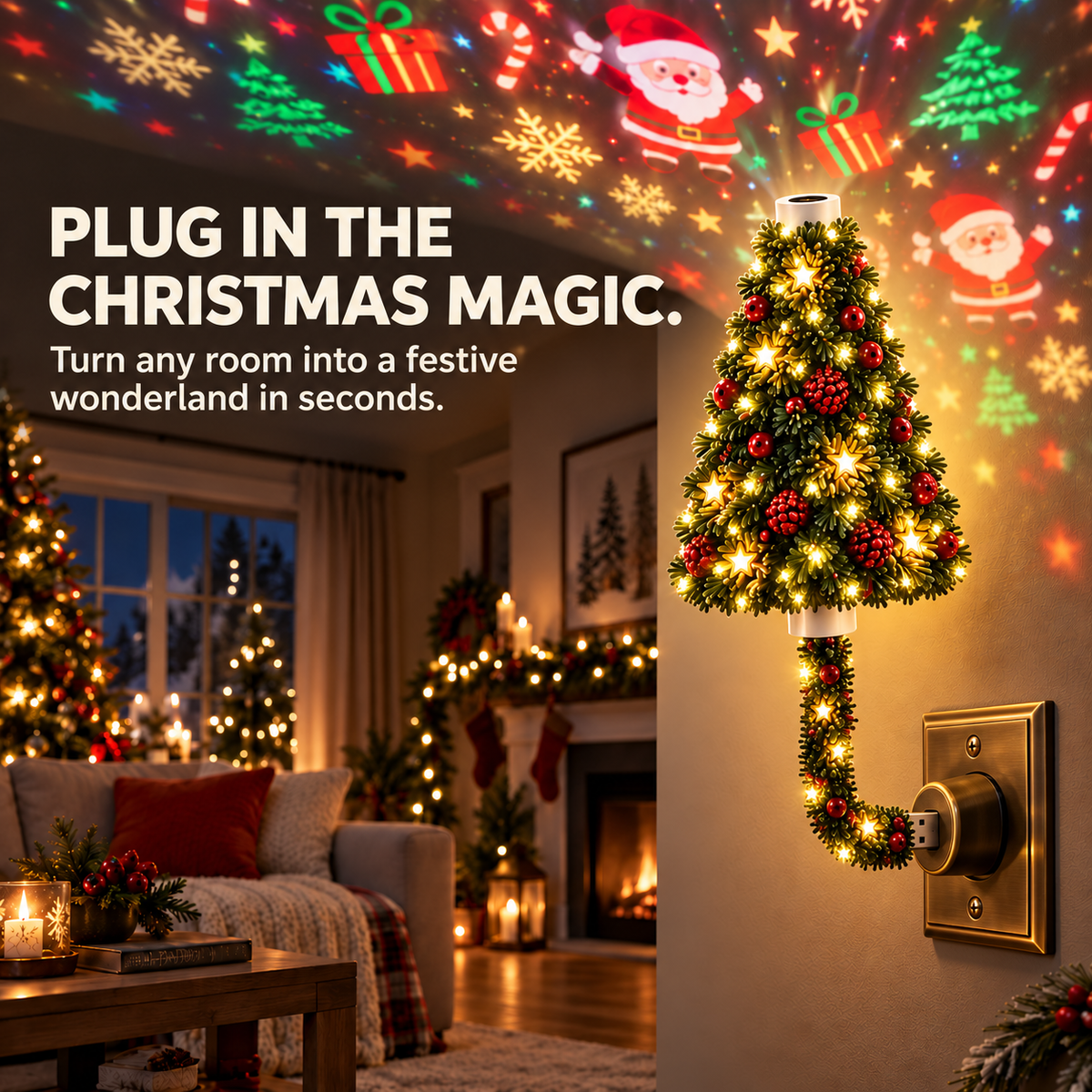 😩 IS YOUR HOME MISSING THAT CHRISTMAS MAGIC? 🎄✨ No More Complicated Decorating! Just Plug It In & Instantly Fill Your Room With a Cozy Holiday Glow! 🎅💡