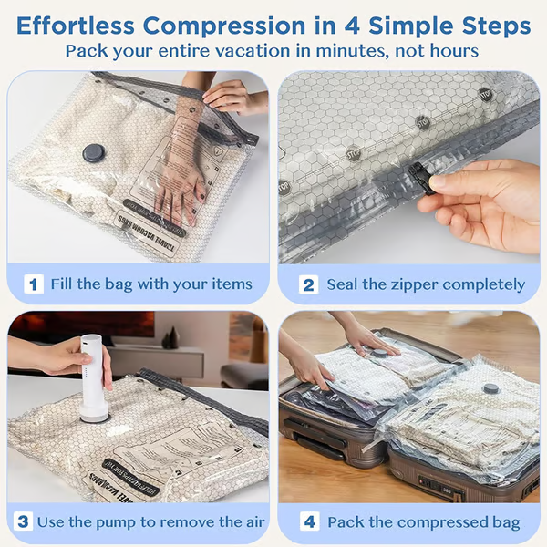 💥New Arrival💥Cordless Travel Vacuum Storage Compression Bag Set