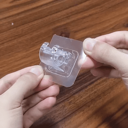 🔥New Arrival🔥Transparent Hanging Rod Clip-Strong adhesion 🪝,Adjustable fit 📏,Tool-free install 🔧