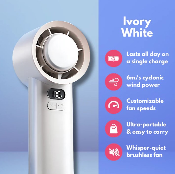 🔥❄️ Powerful Cooling Airflow🔥Portable Handheld Cyclone Fan