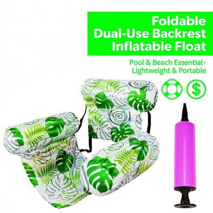 Inflatable Water Floating Row Amusement Lounge Chair Floating Bed Seat Canvas Sofa Foldable Dual-Use Backrest Swimming Floating