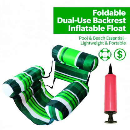 Inflatable Water Floating Row Amusement Lounge Chair Floating Bed Seat Canvas Sofa Foldable Dual-Use Backrest Swimming Floating