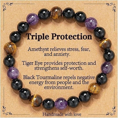 🎁Wealth-attracting bracelet—strung with Green Aventurine, Green Quartz, and Tiger's Eye beads. It not only symbolizes wealth and growth but also helps dispel negative emotions.💰