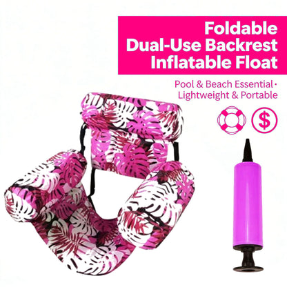 Inflatable Water Floating Row Amusement Lounge Chair Floating Bed Seat Canvas Sofa Foldable Dual-Use Backrest Swimming Floating