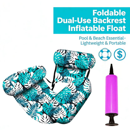 Inflatable Water Floating Row Amusement Lounge Chair Floating Bed Seat Canvas Sofa Foldable Dual-Use Backrest Swimming Floating