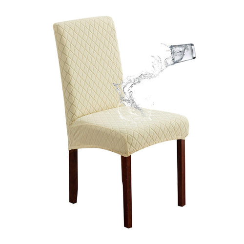 Beige stretch chair cover