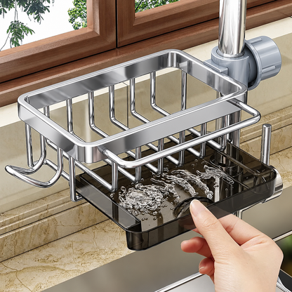 🫧Detachable Stainless Steel Sink Caddy for Kitchen & Bathroom.(Draining tray included)💎