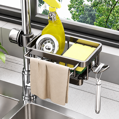 🫧Detachable Stainless Steel Sink Caddy for Kitchen & Bathroom.(Draining tray included)💎