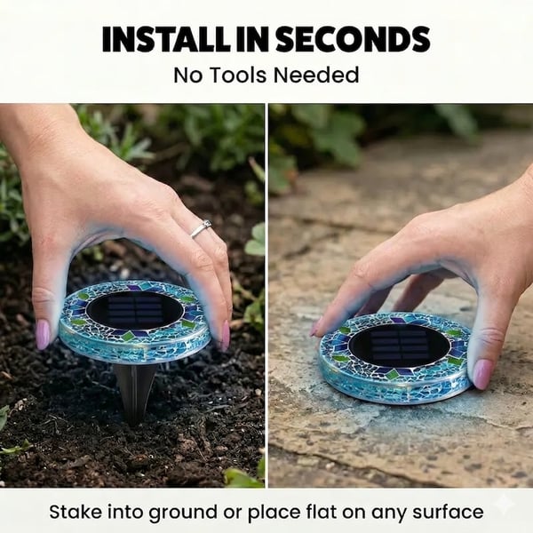 📢Limited Time Offer📢Solar Disk Lights – Handcrafted Mosaic Outdoor LED Waterproof In-Ground & Tabletop Wireless Lighting