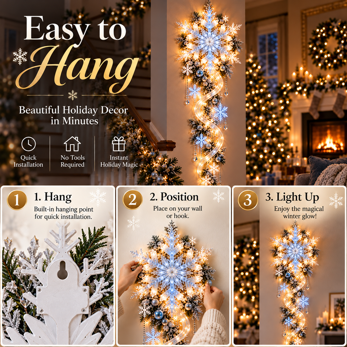 🔥Last Day 50% OFF🔥❄️ Giant Snowflake Blizzard Trail™- Let the Snowstorm Glow Indoors