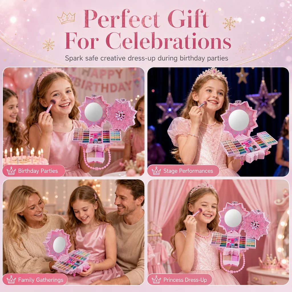 🎀Washable Princess Makeup Set – Non‑irritating, trays & portable case