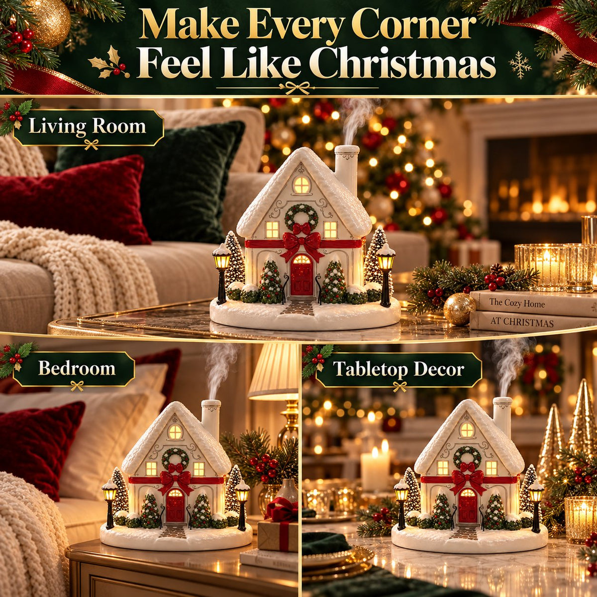 🎄 Your Home Doesn't Feel Festive Yet? ✨ Add Christmas Magic & a Cozy Aroma with This Adorable House Aroma Diffuser! 🏠❤️