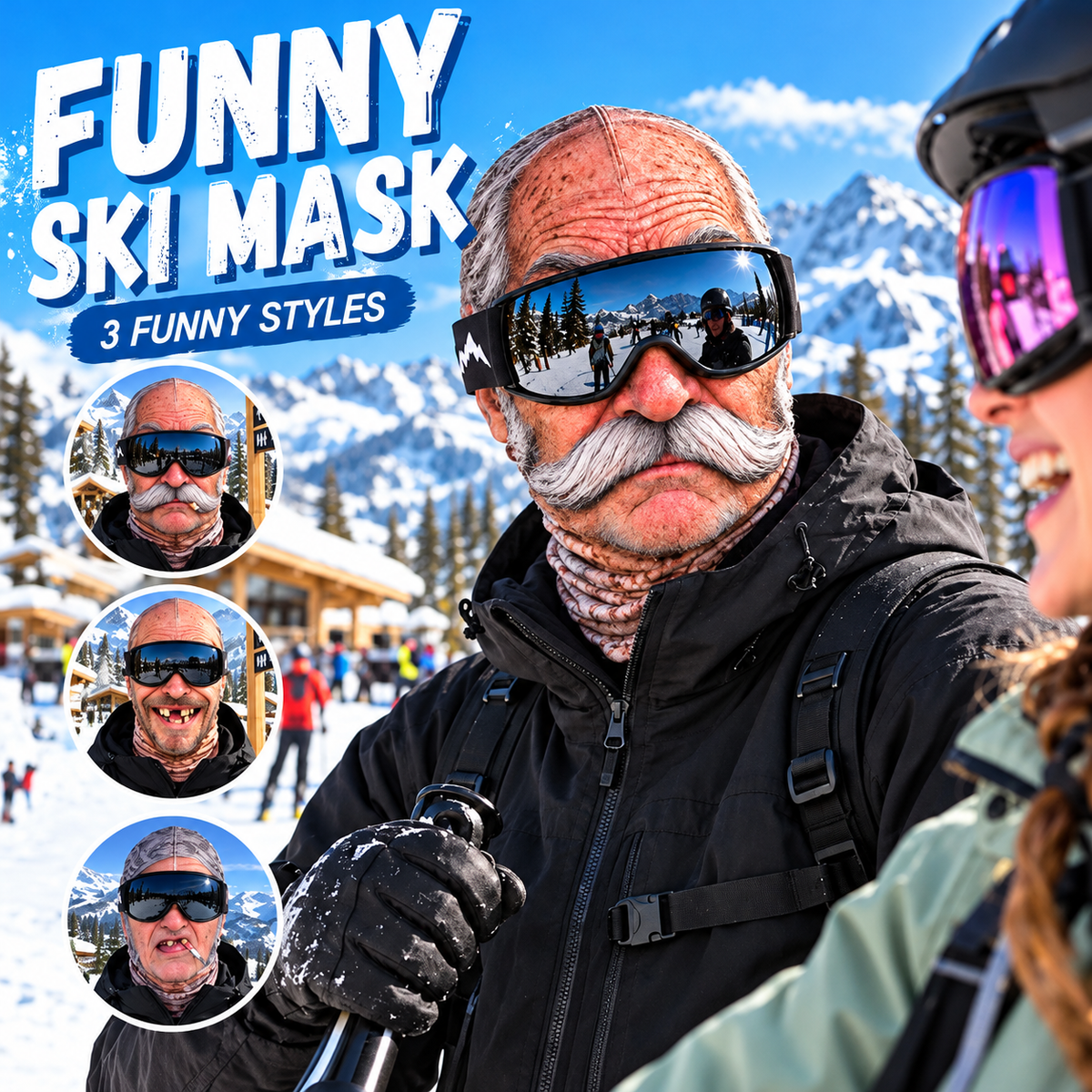 🤣❄️ Funny Realistic Face Ski Mask – Hilarious Winter Balaclava for Skiing, Snowboarding, Parties & Outdoor Fun! 🎿🔥