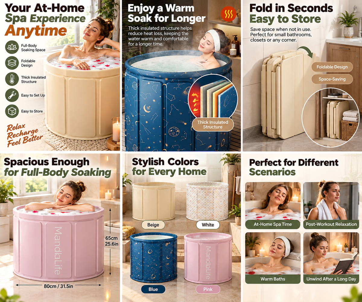 Foldable Portable Soaking Tub – Full-Body Bath for Small Spaces
