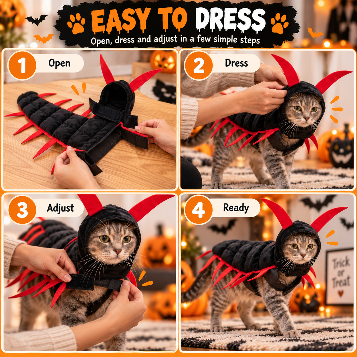 🐱🎃 WANT YOUR CAT TO STEAL THE SHOW THIS HALLOWEEN? 👀🪱 👻 Skip Ordinary Pet Costumes — This Creepy-Cute Centipede Look Is Impossible to Ignore!