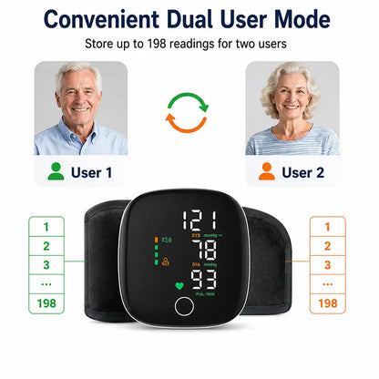 💎(Fewer than a hundred items left!)Digital Wrist Blood Pressure and Blood Glucose Monitor (with voice broadcast, adjustable wristband, dual-user memory function, and large display screen)🔥