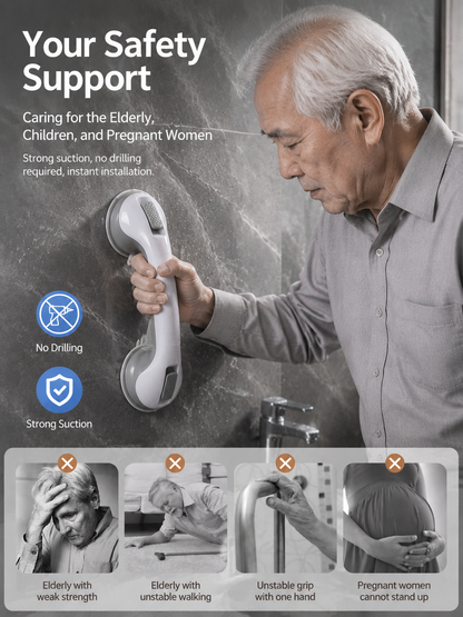 🔥50% OFF! Drill-Free Suction Grab Bar🚿 No Drilling! Instant Safety Support!