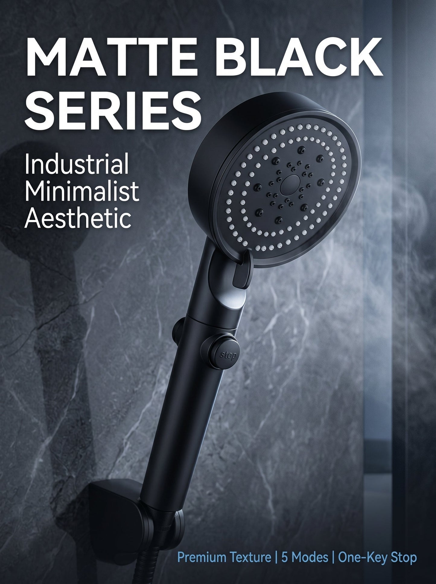 ✨ Limited Time 30% OFF💥Large Panel Pressure Boost Shower Head with 5 Spray Modes and 360° Rotation