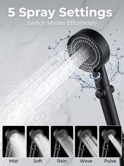 ✨ Limited Time 30% OFF💥Large Panel Pressure Boost Shower Head with 5 Spray Modes and 360° Rotation