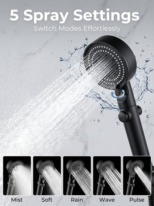 ✨ Limited Time 30% OFF💥Large Panel Pressure Boost Shower Head with 5 Spray Modes and 360° Rotation