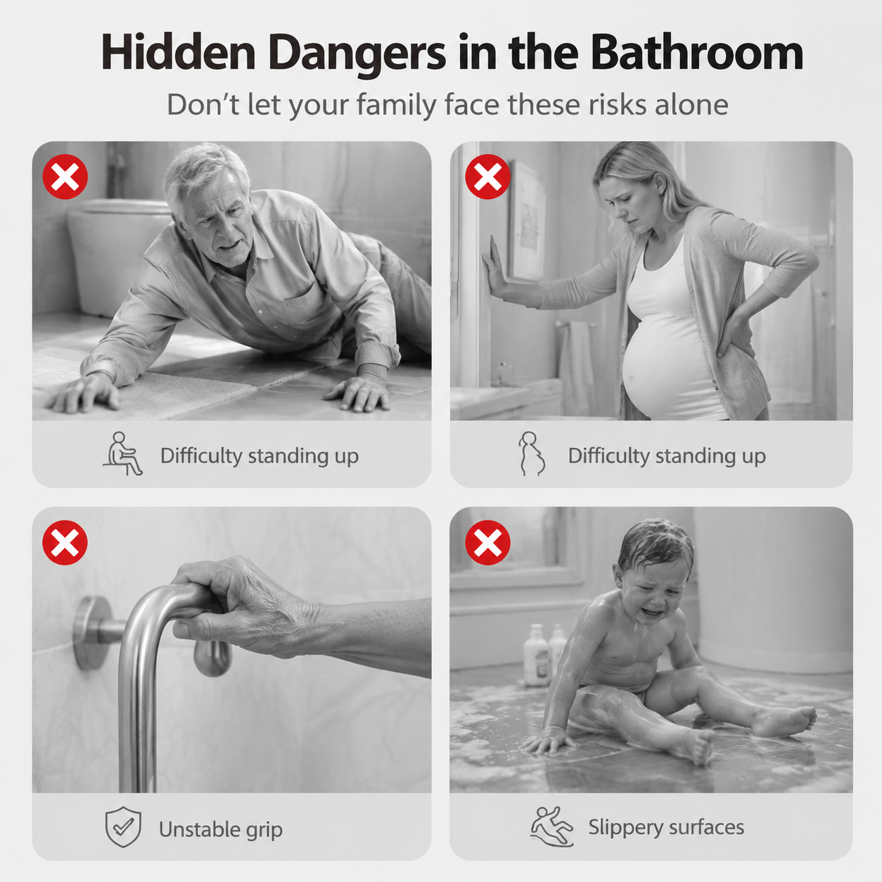 🔥50% OFF! Drill-Free Suction Grab Bar🚿 No Drilling! Instant Safety Support!