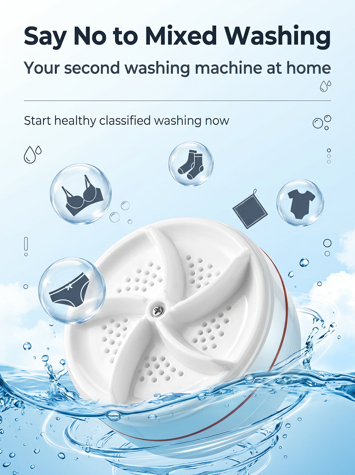 😩 TIRED OF RUNNING A FULL WASHER FOR JUST A FEW CLOTHES? 🧺 🌀 TURN ANY BASIN INTO A QUICK WASH STATION—WASH SMALL LOADS WITH LESS TIME & EFFORT! ✨